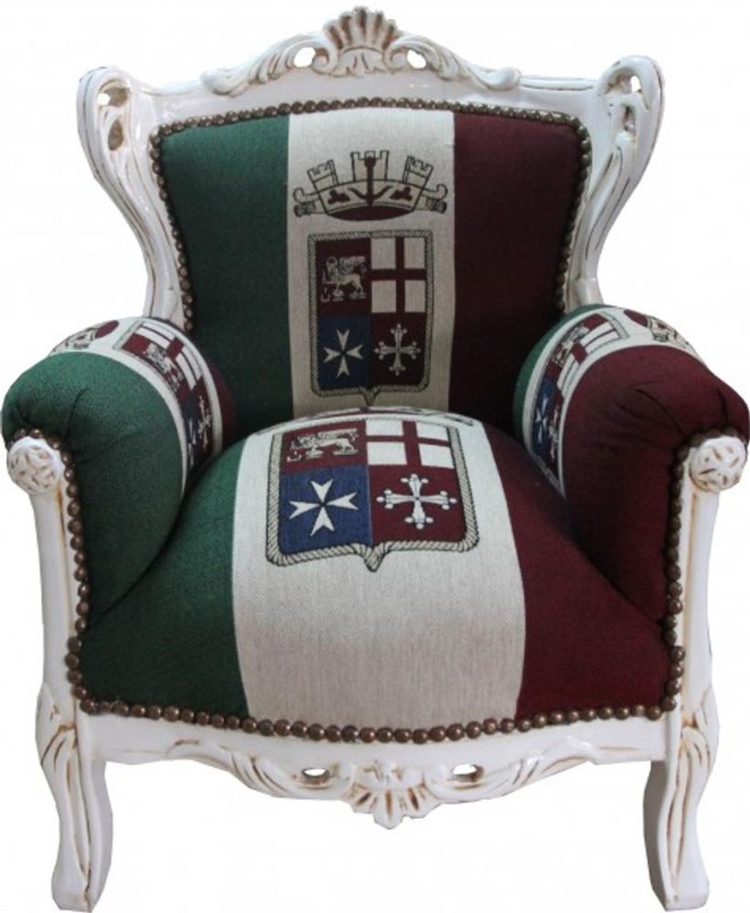 Casa Padrino Barock Kinder Sessel Italien / Creme - Thron Italien Italienische Flagge Tron Bild 1