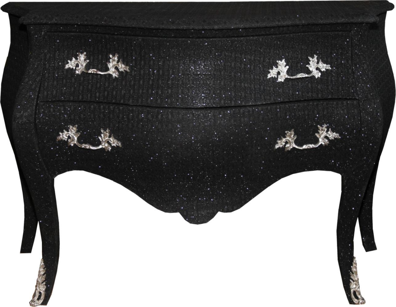 Casa Padrino Barock Kommode Schwarz / Glitzerlook 120cm Mod2 Bild 1
