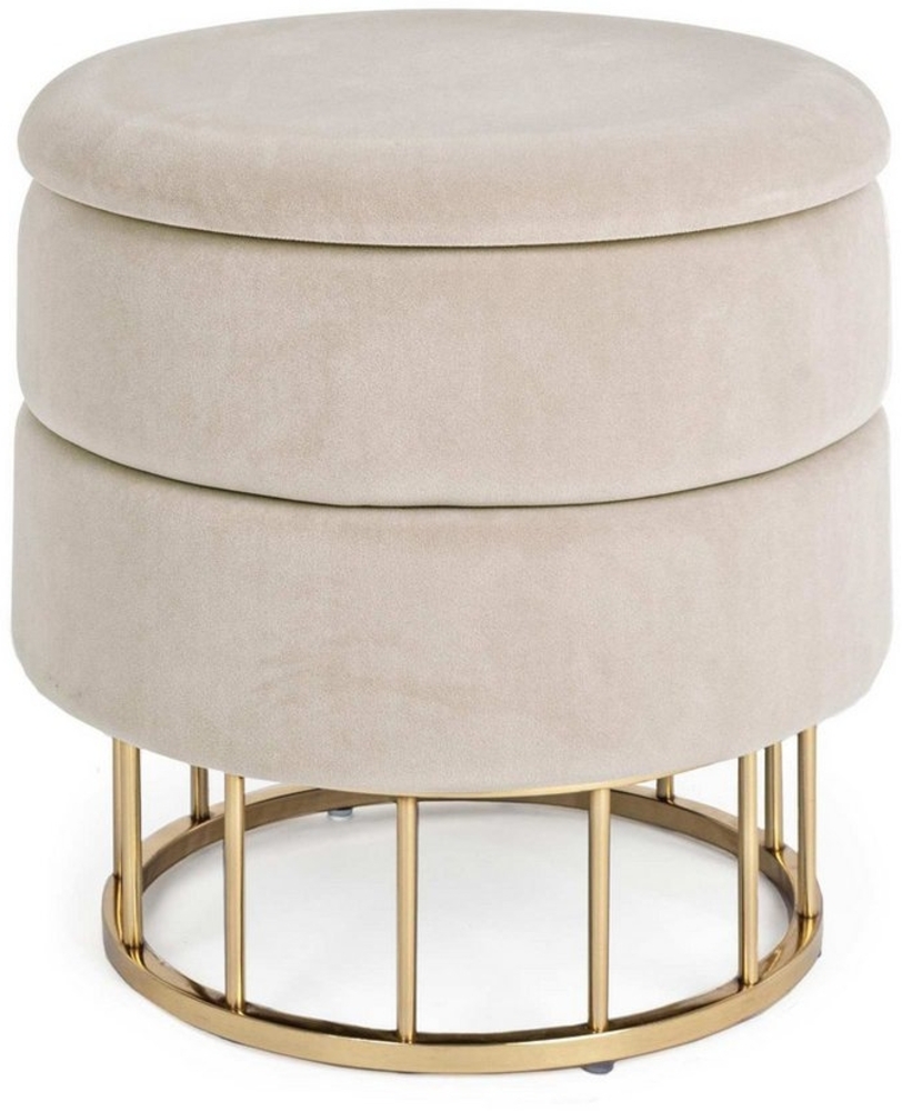 Hocker Pavlina in Samt-Optik, Beige, 38 x 38 x 42 cm Bild 1