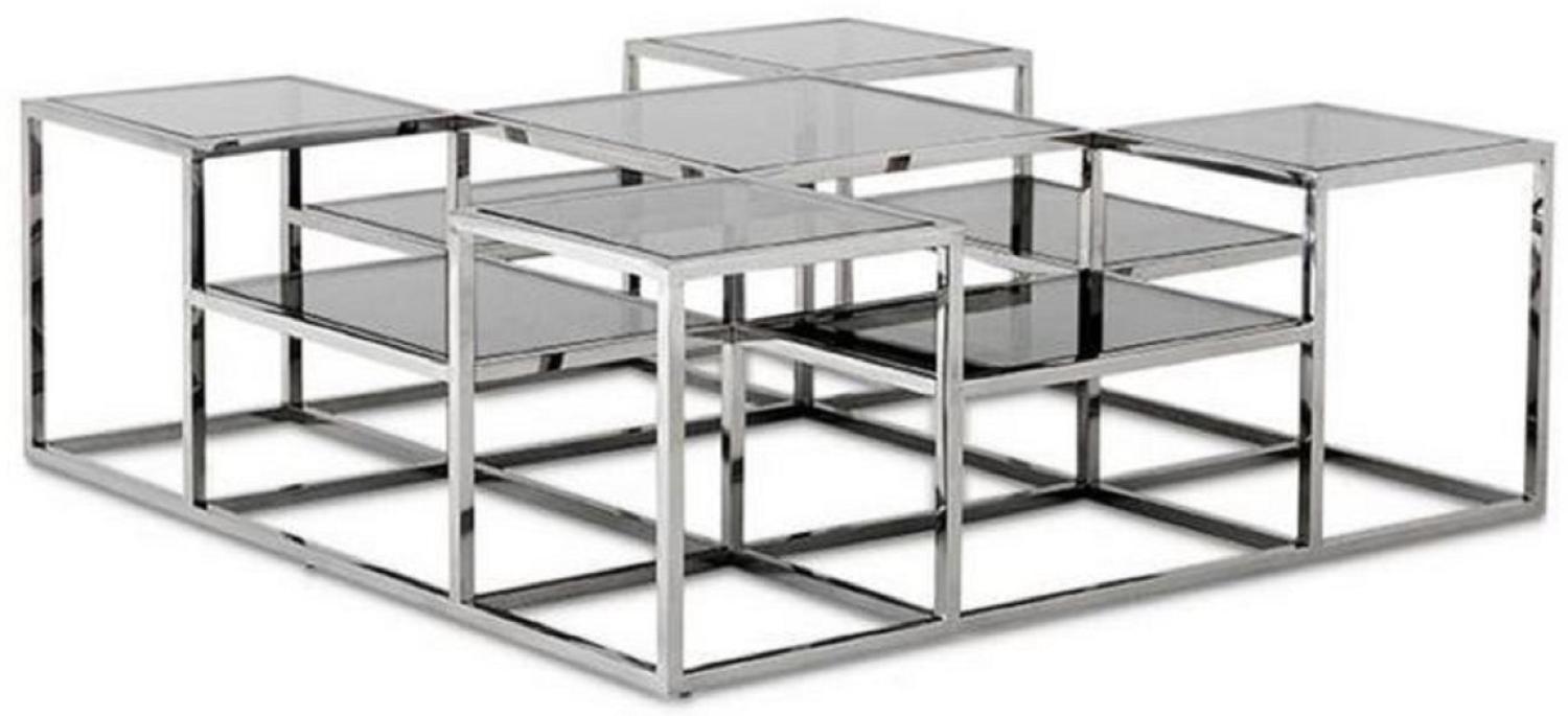 Casa Padrino Designer Couchtisch Silber / Grau 120 x 120 x H. 42 cm - Luxus Wohnzimmermöbel Bild 1