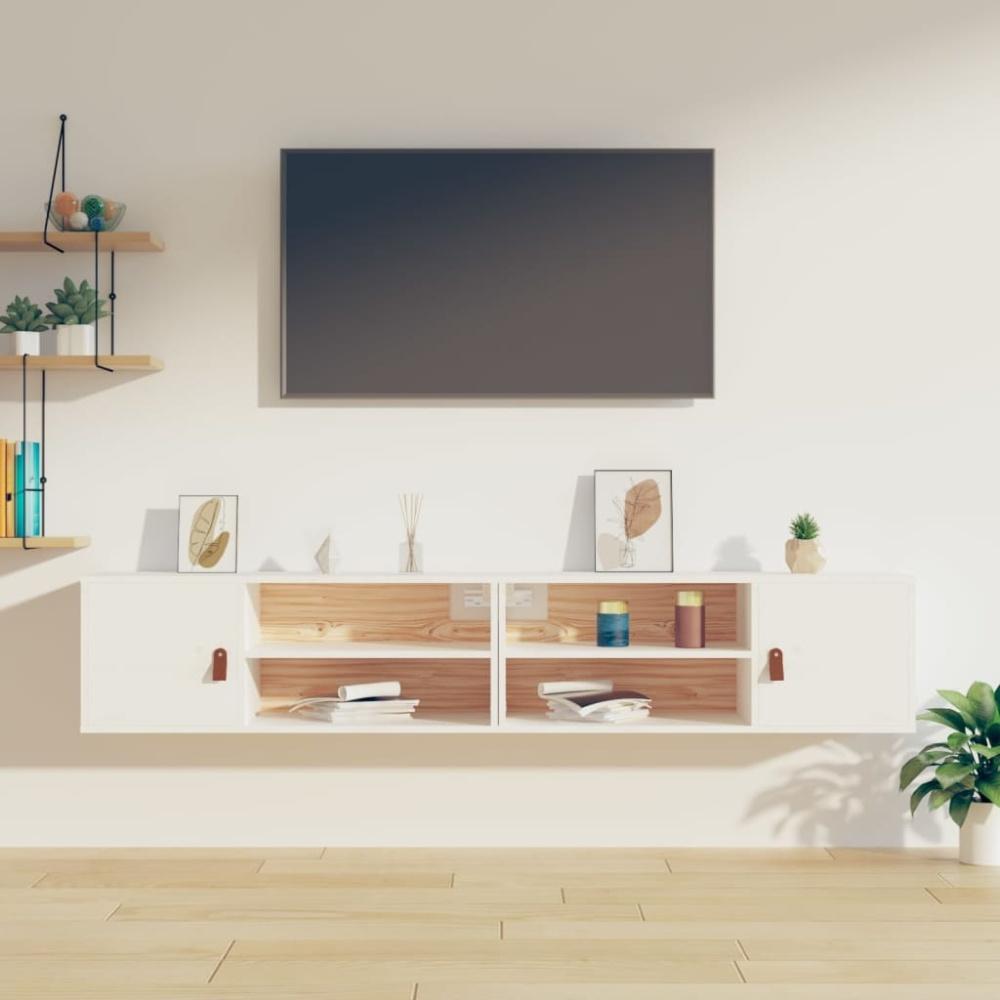 vidaXL Wandschränke 2 Stk. Weiß 80x30x30 cm Massivholz Kiefer 818388 Bild 1