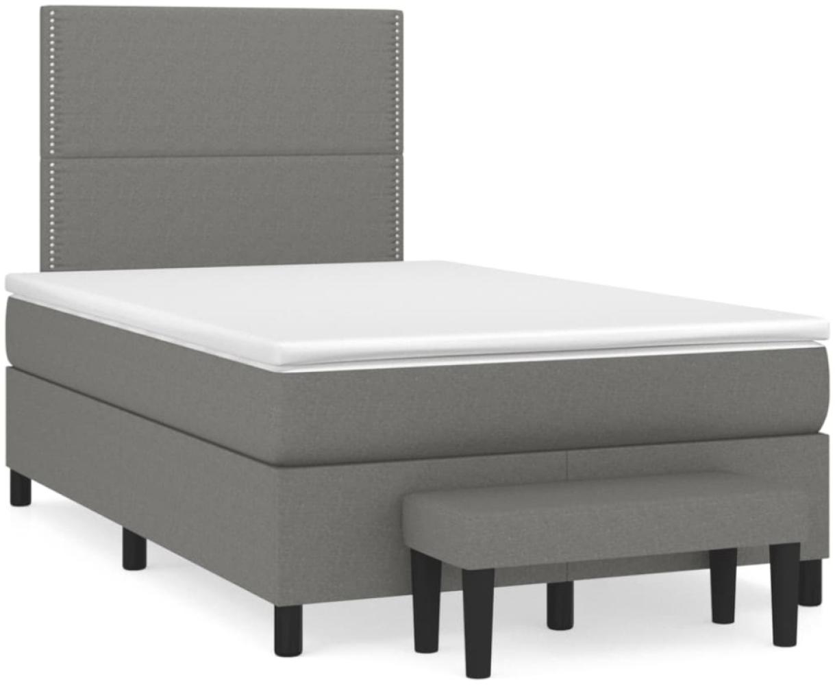 vidaXL Boxspringbett mit Matratze Dunkelgrau 120x190 cm Stoff 3270349 Bild 1