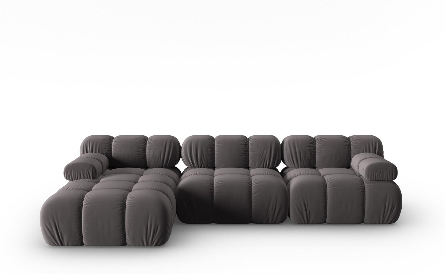 Micadoni Modulares Ecksofa Bellis 4-Sitzer Links Samtstoff Dunkelgrau Bild 1