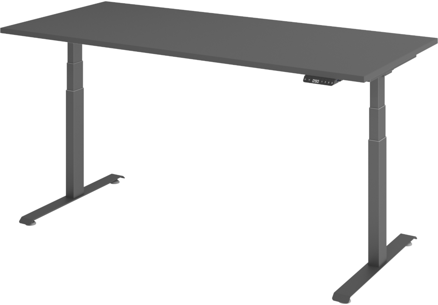 bümö höhenverstellbarer Schreibtisch 180x80 cm in graphit, Gestell graphit - Höhenverstellbar Elektrisch Stehpult mit 3-fach Speicher, Computertisch, Ergonomischer Steh-Sitz Tisch, Bürotisch, LXK65-19-G-G Bild 1