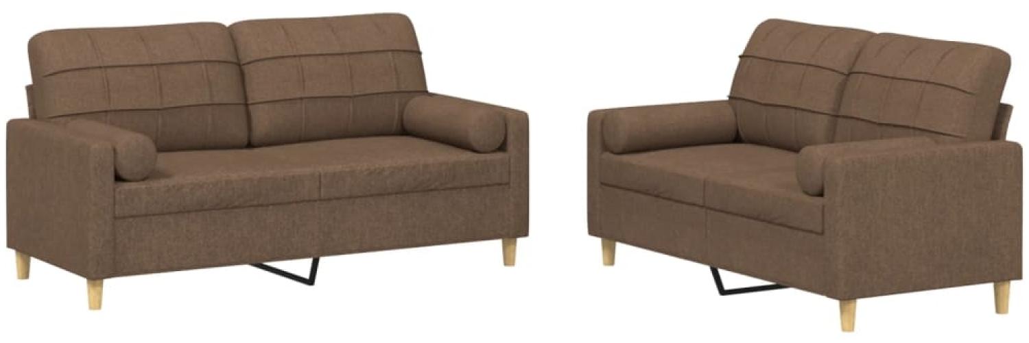 vidaXL 2-tlg. Sofagarnitur mit Kissen Braun Stoff 3201293 Bild 1