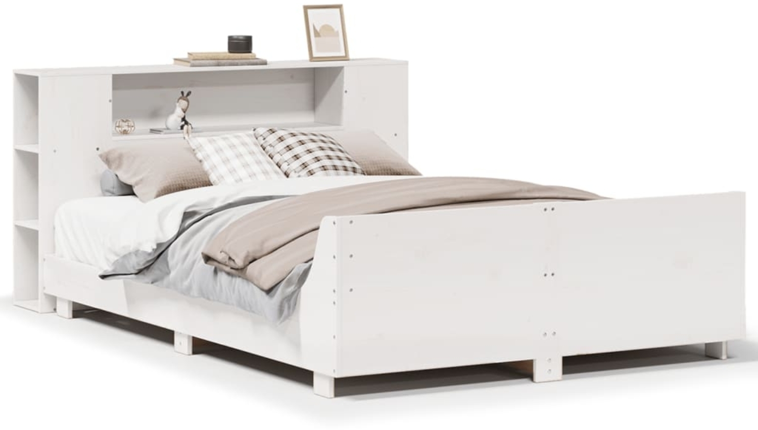 vidaXL Massivholzbett ohne Matratze Weiß 160x200 Kiefernholz 3323645 Bild 1