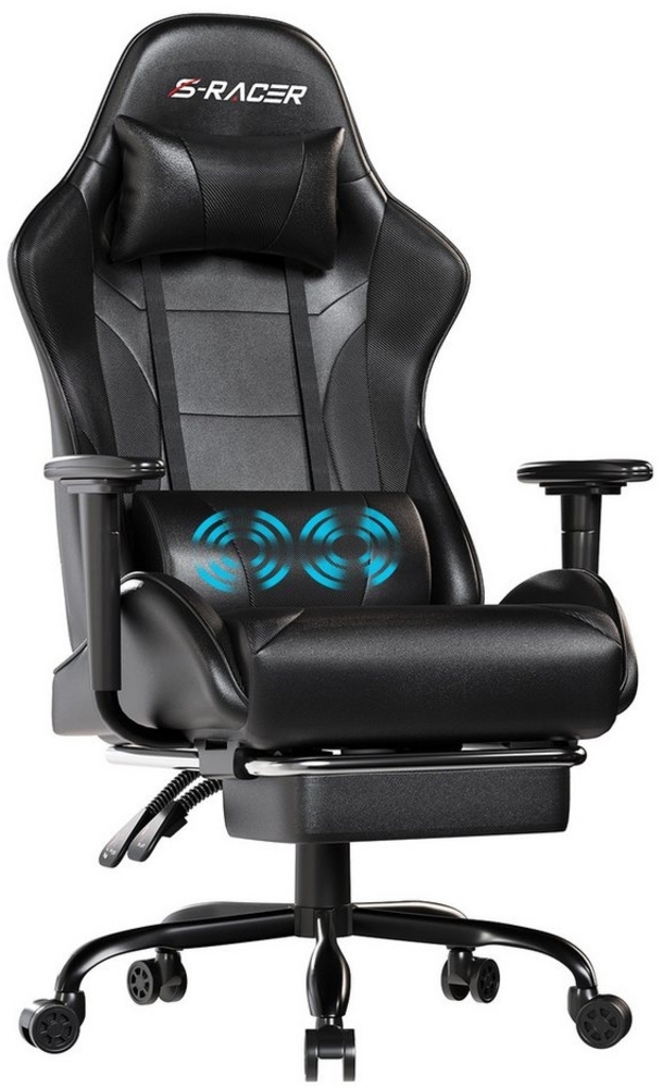 HOMALL Gaming-Stuhl Bürostuhl mit Massagefunktion, Fußstütze, ergonomischer Gaming Stuhl Bild 1