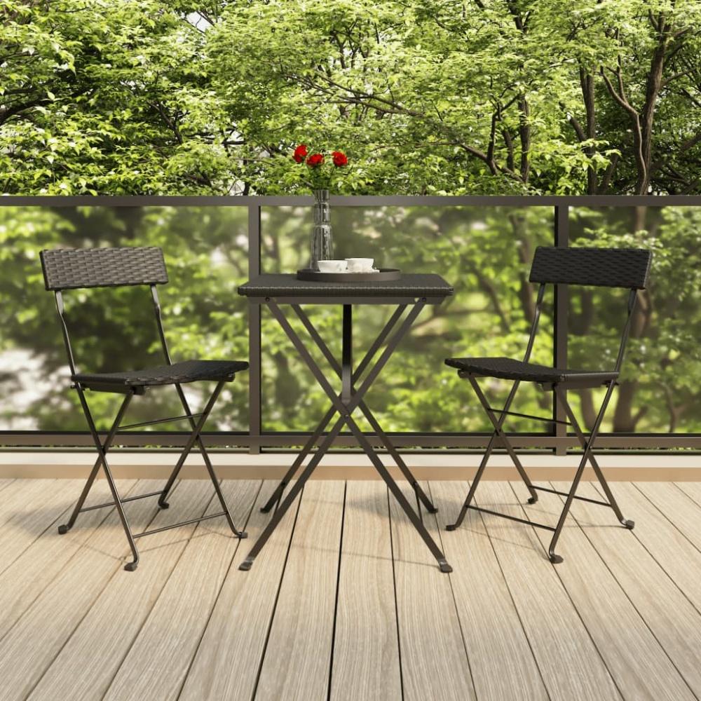 vidaXL 3-tlg. Bistro-Set Klappbar Schwarz Poly Rattan 319989 Bild 1