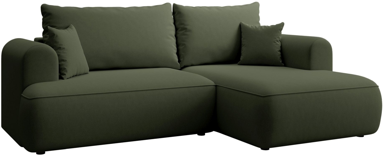 Selsey ''Ovo Mini' Eckschlafsofa rechtsseitig mit Stauraum, Easy-Clean-Samtbezug, olivgrün, 93 x 238 x 156 cm Bild 1