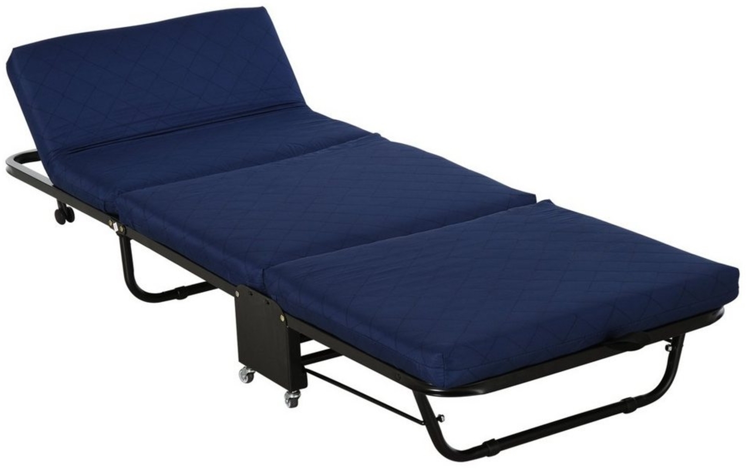 HOMCOM Gästebett 2-in-1 Klappbett mit Rollen, Verstellbare Kopfteilhöhe, klappbar (Stahl+Schaumstoff, 1-St, Blau) 184 x 65 x 26 cm Bild 1