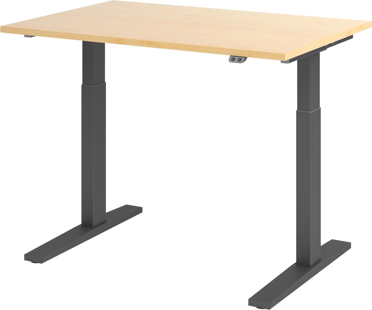 bümö elektrisch höhenverstellbarer Schreibtisch 120x80 cm in Ahorn, Gestell graphit - Schreibtisch höhenverstellbar elektrisch, elektrischer Schreibtisch & Gaming Tisch, XMKA-Serie Bürotisch, XMKA12-3-G Bild 1