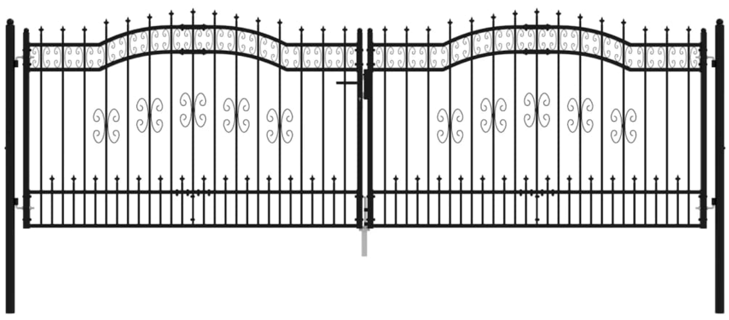 vidaXL Zauntor mit Speerspitze Schwarz 406 x 125 cm Pulverbeschichteter Stahl 151101 Bild 1