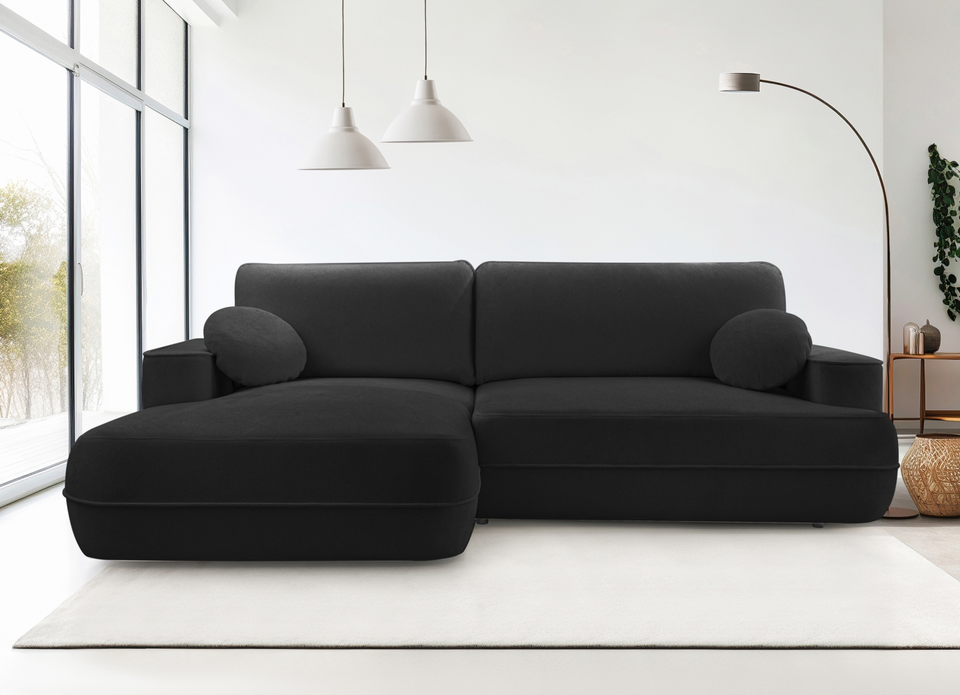 AX LIVING Ecksofa mit Schlaffunktion Peoni 267 cm elegantes Schwarz L Bild 1