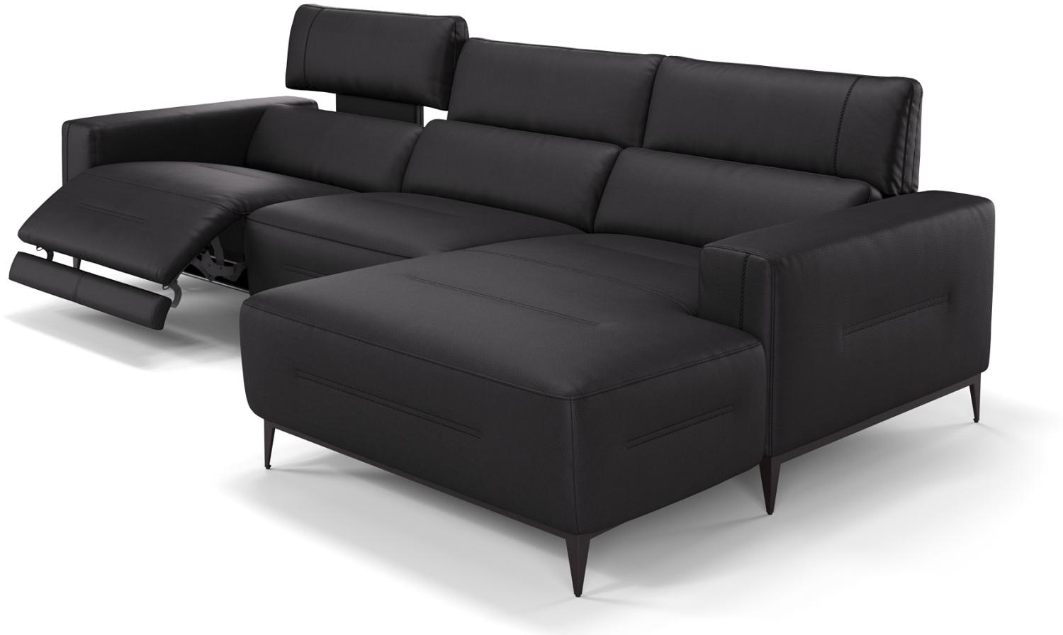 Sofanella Ecksofa TERAMO Ledersofa Eckgarnitur Eckcouch in Schwarz M: 324 Breite x 101 Tiefe Bild 1