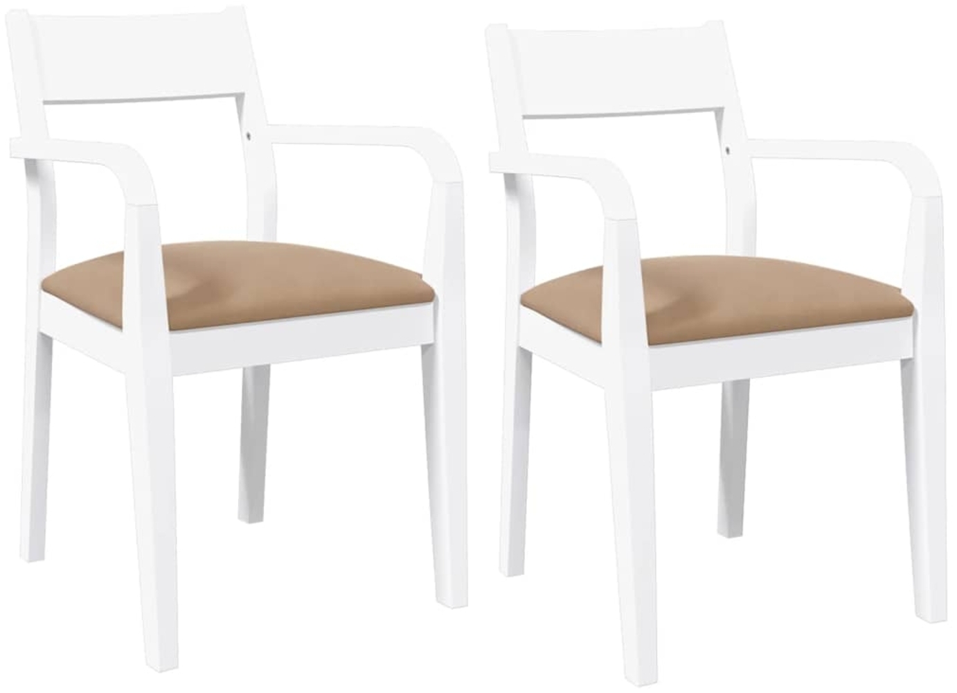 vidaXL Esszimmerstühle mit Kissen 2 Stk. Weiß Massivholz Gummibaum 4102514 Bild 1
