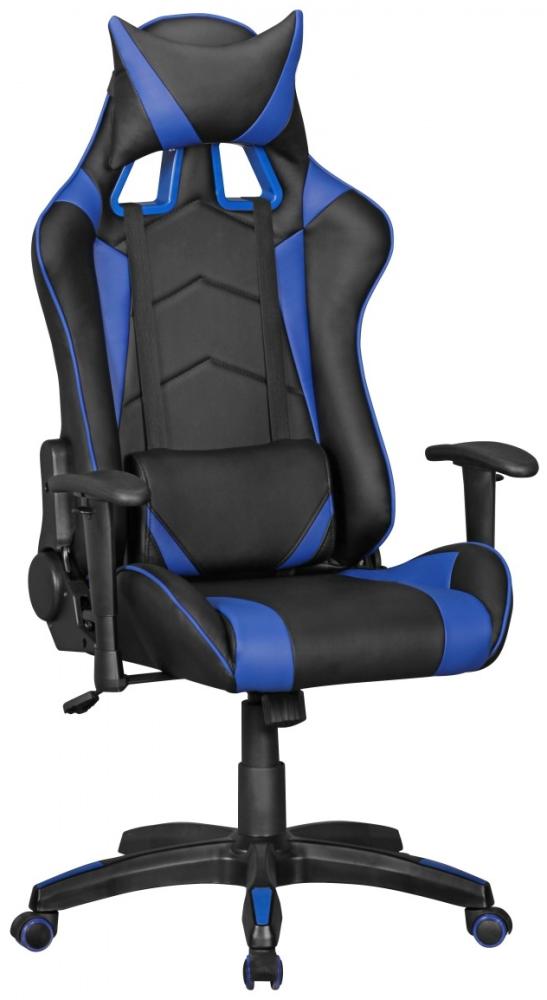 Drehstuhl Bürostuhl Chefsessel GAMING 1- Schwarz / Blau Bild 1