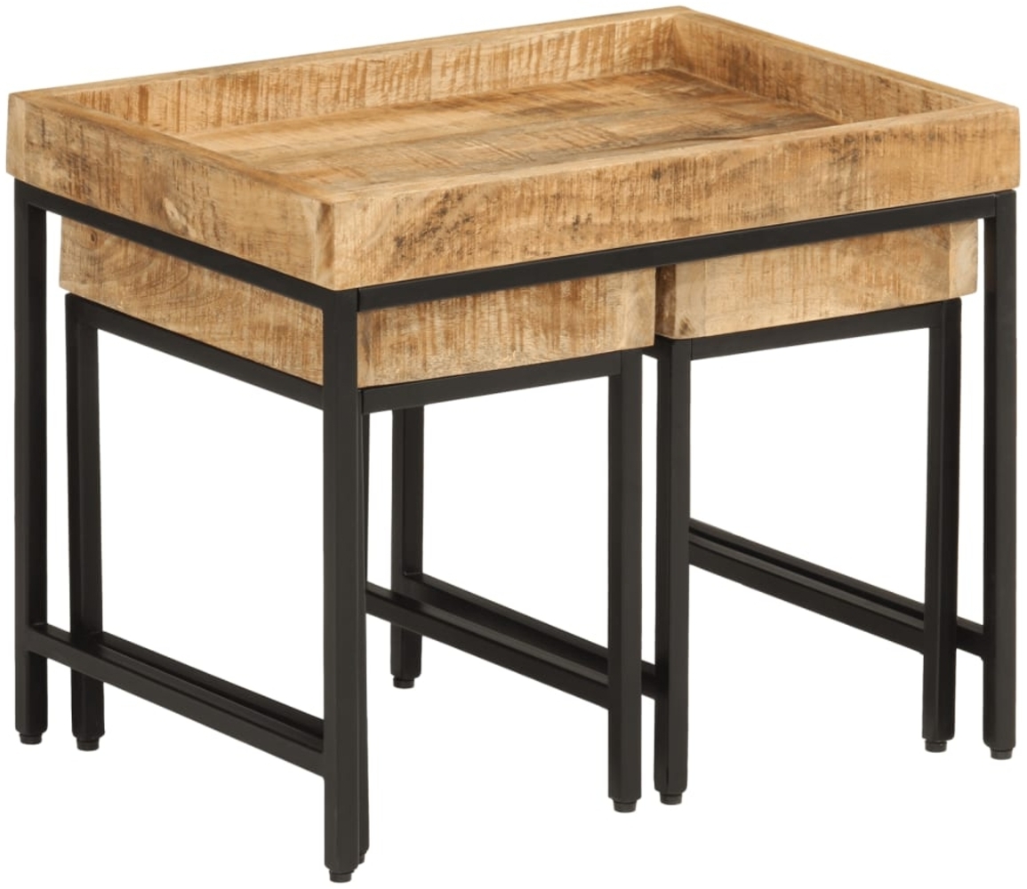 Couchtische, Sofatische 3 Stk. Raues Massivholz Mango und Eisen Bild 1