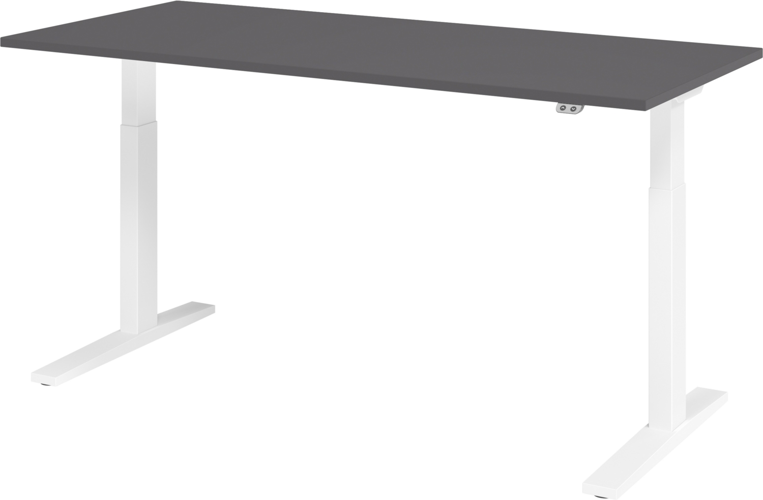 bümö elektrisch höhenverstellbarer Schreibtisch 180x80 cm in graphit, Gestell weiß - Schreibtisch höhenverstellbar elektrisch, elektrischer Schreibtisch & Gaming Tisch, XMKA-Serie Bürotisch, XMKA19-G-W Bild 1