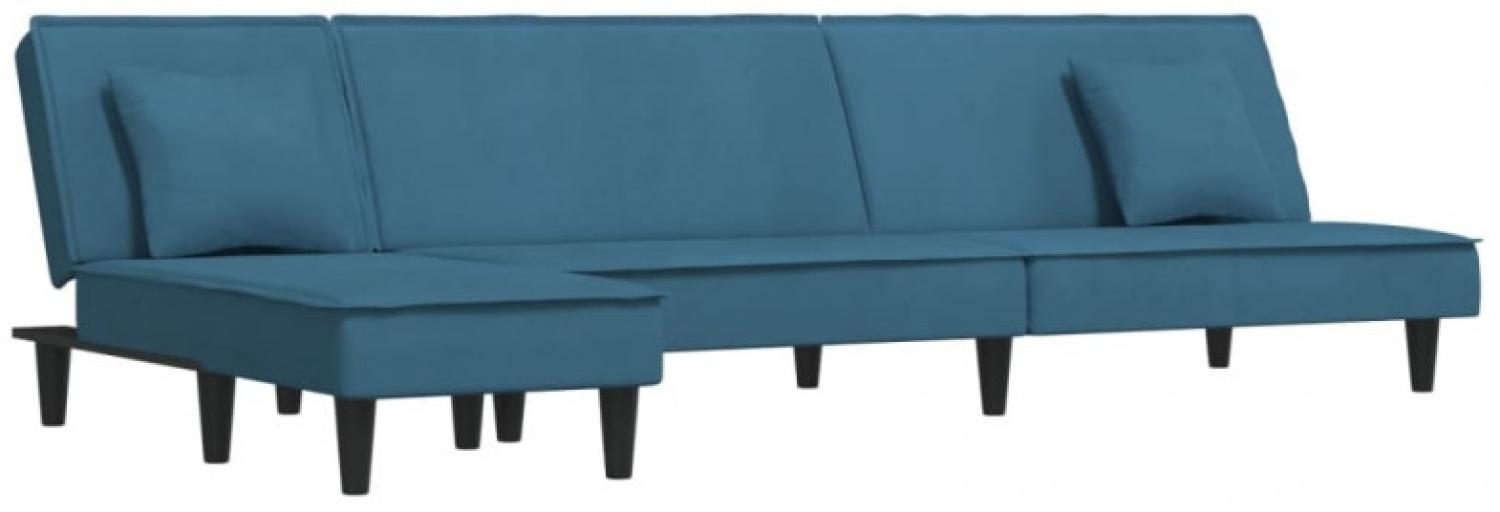 Schlafsofa in L-Form Blau 255 x 140 x 70 cm Samt Bild 1