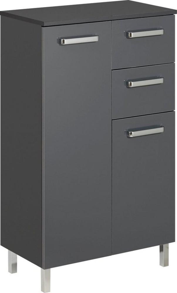 Saphir Unterschrank Quickset Badschrank mit 2 Türen, 2 Schubladen, 60 cm breit Badezimmer-Unterschrank inkl. Türdämpfer, Griffe in Chrom Glanz Bild 1