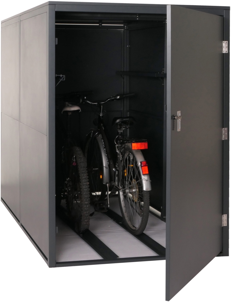 Mendler 2er-Fahrradgarage HWC-L56c, abschließbar, Metall Anthrazit, 160 x 113 x 209 cm Bild 1