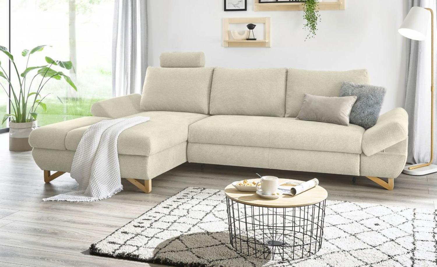 Ecksofa Skalm in beige mit Bettfunktion 284 cm Bild 1