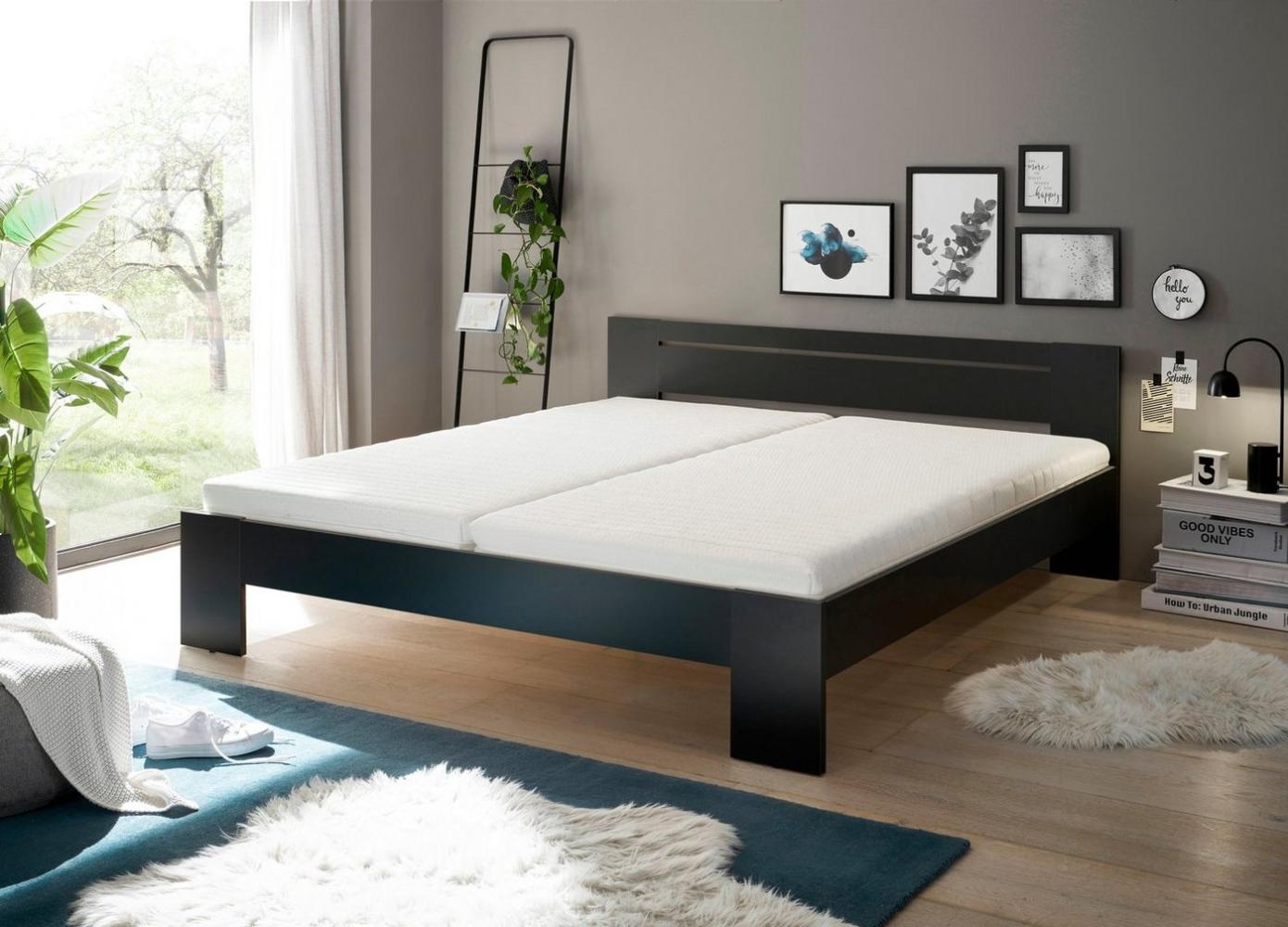 CANNES Futonbett 180 x 200 cm - Minimalistisches Doppelbett in Schwarz - 185 x 71 x 204 cm (B/H/T) Bild 1