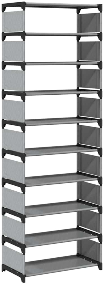 vidaXL Schuhregal 10-stöckig Grau 54x28x158 cm Vliesstoff 4100624 Bild 1