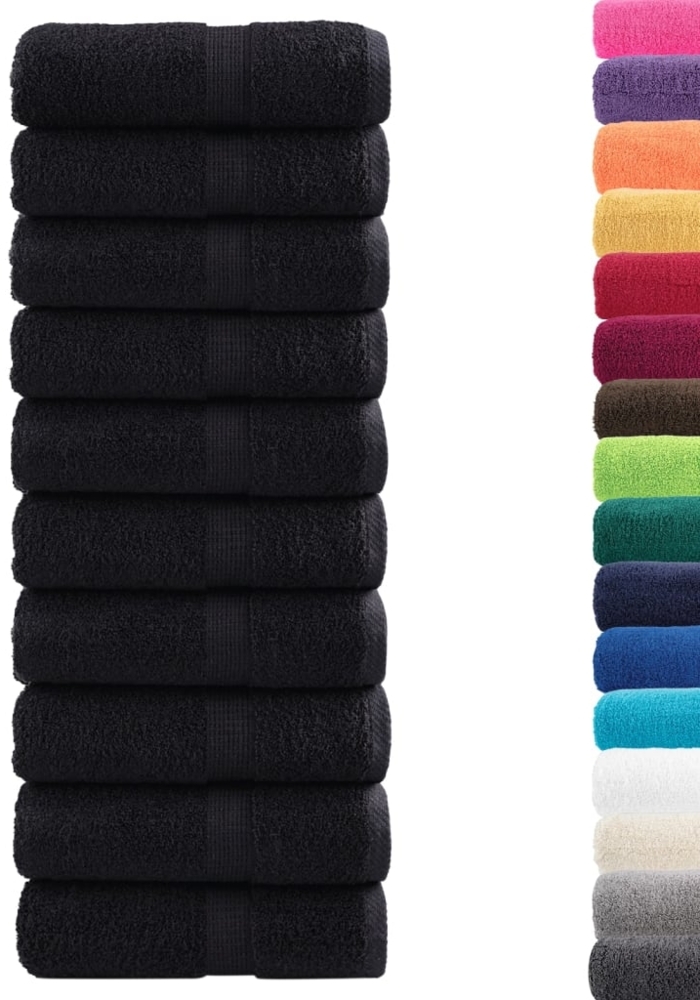 vidaXL Premium-Gästetücher SOLUND 10 Stk. Schwarz 30x50 cm 600 g/m² 137424 Bild 1