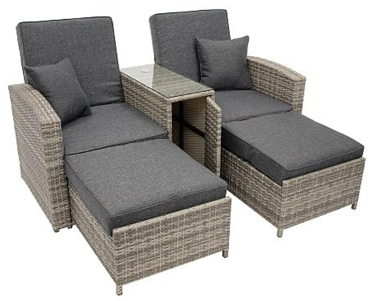 Doppelliege Funktionssofa mit Mitteltisch Polyrattan Matera Bild 1