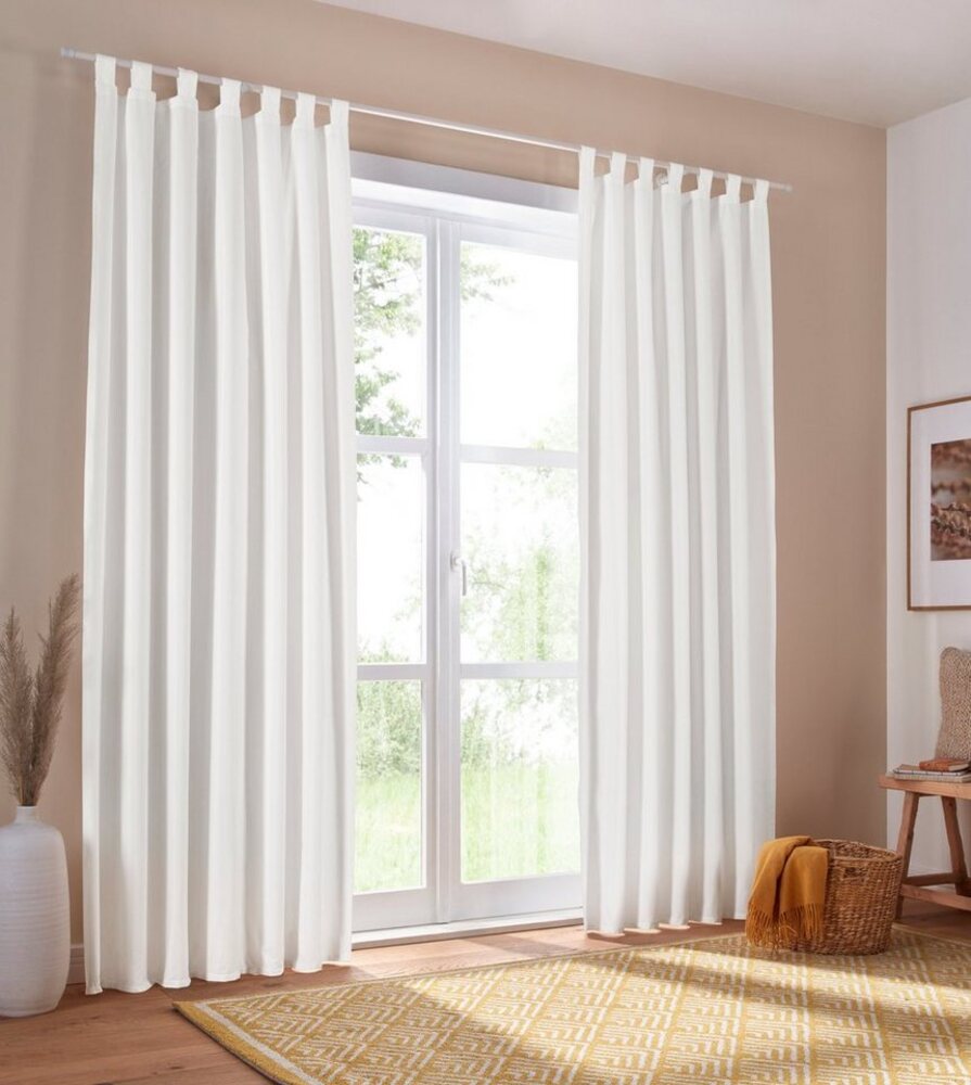 my home Vorhang Parry, Schlaufen (2 St), blickdicht, Polyester, 2-er Set, blickdicht, monochrom, basic Bild 1