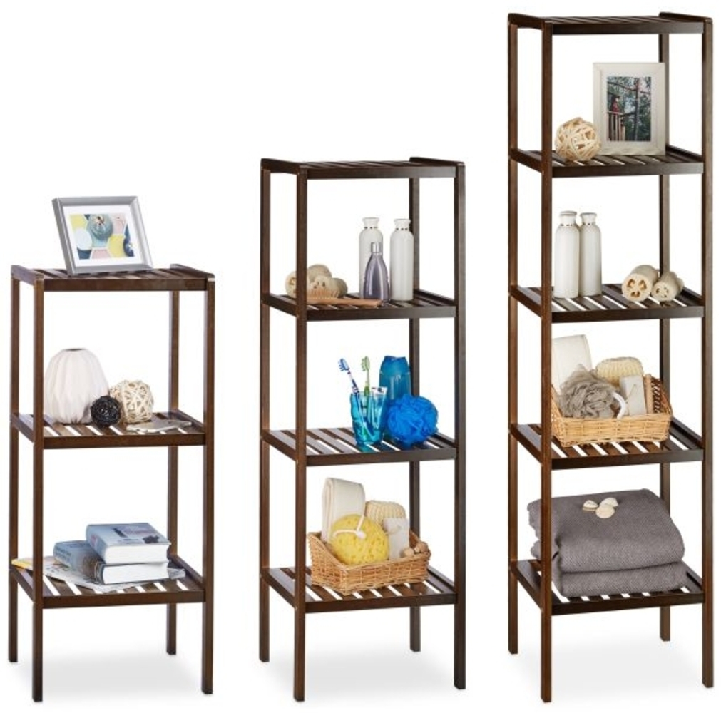 Relaxdays Badregal, 3 Stück, Bambus braun Bild 1