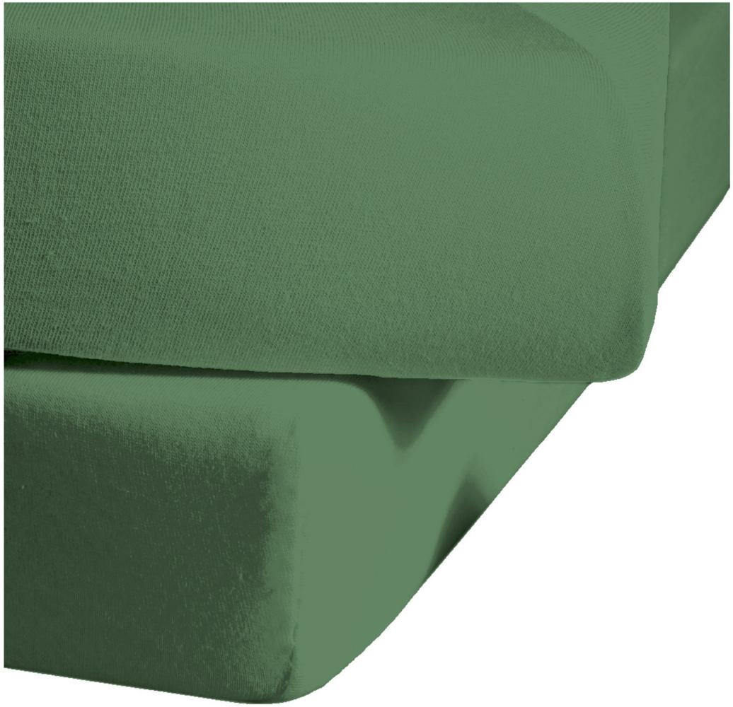 Fleuresse Mako-Satin-Spannlaken colours jagdgrün 7060 Größe 100x200 cm Bild 1