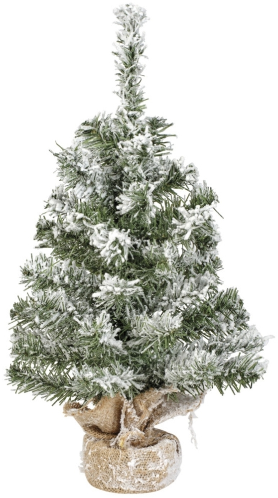 Everlands Mini Weihnachtsbaum im Jutesack 45 cm grün weiß Bild 1