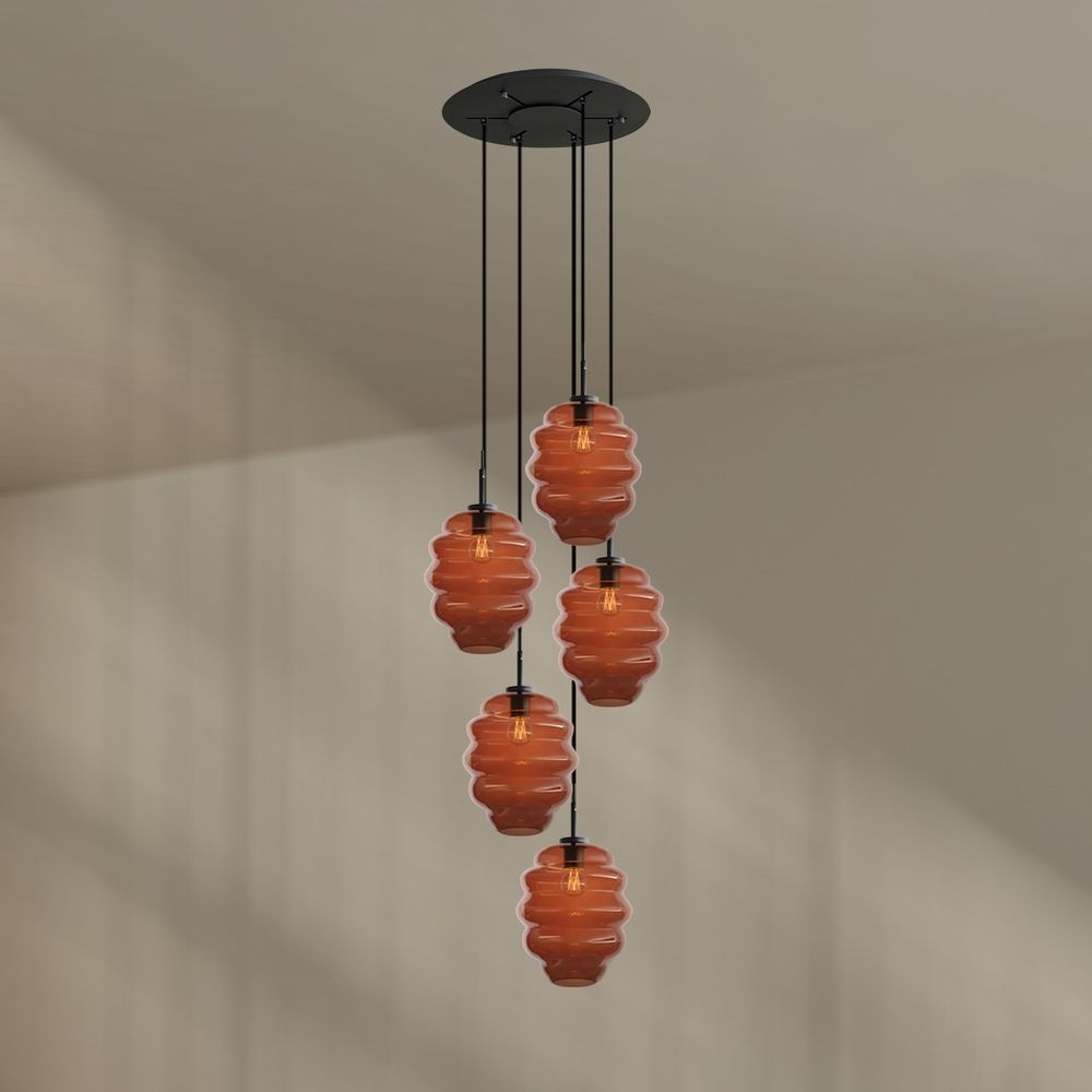 s.luce Echos Galerieleuchte 5-flammig Ø 60cm Baldachin Ø 25cm Braun, Schwarz Bild 1