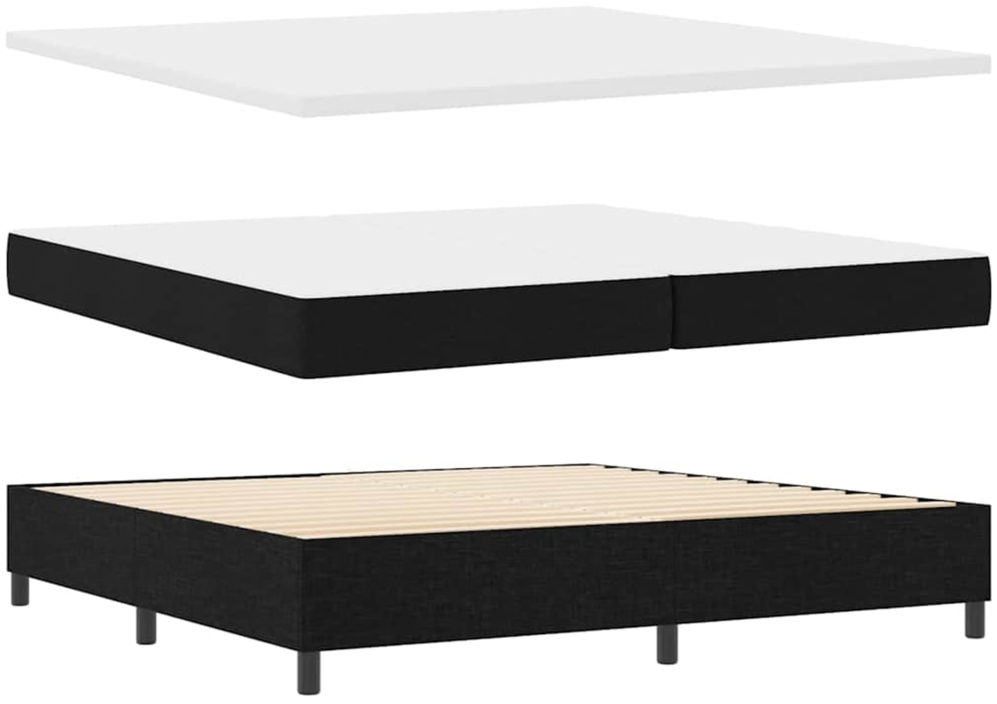 vidaXL Boxspringbett Schwarz 200 x 200 cm Stoff & Holzwerkstoff 3344095 Bild 1