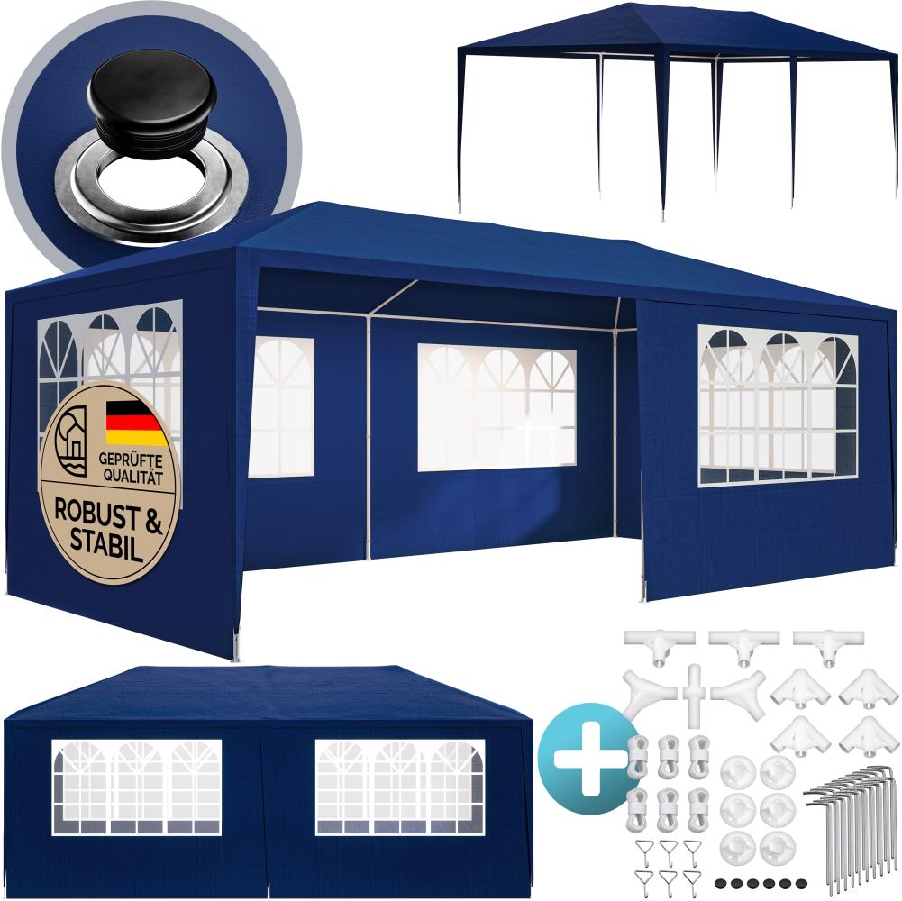 Deuba Festzelt Rimini 3x6m blau 18m² Pavillon mit aufrollbaren Seitenwänden 18 Rundbogenfenster wasserabweisend UV-Schutz 50 105736 Polyethylen Festzelt Bild 1