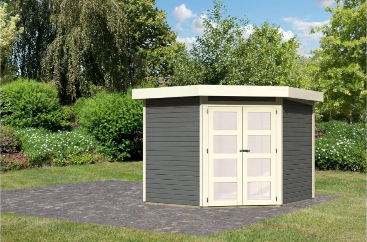 Karibu Gartenhaus 19mm Goldendorf 5 242x246 cm terragrau Bild 1