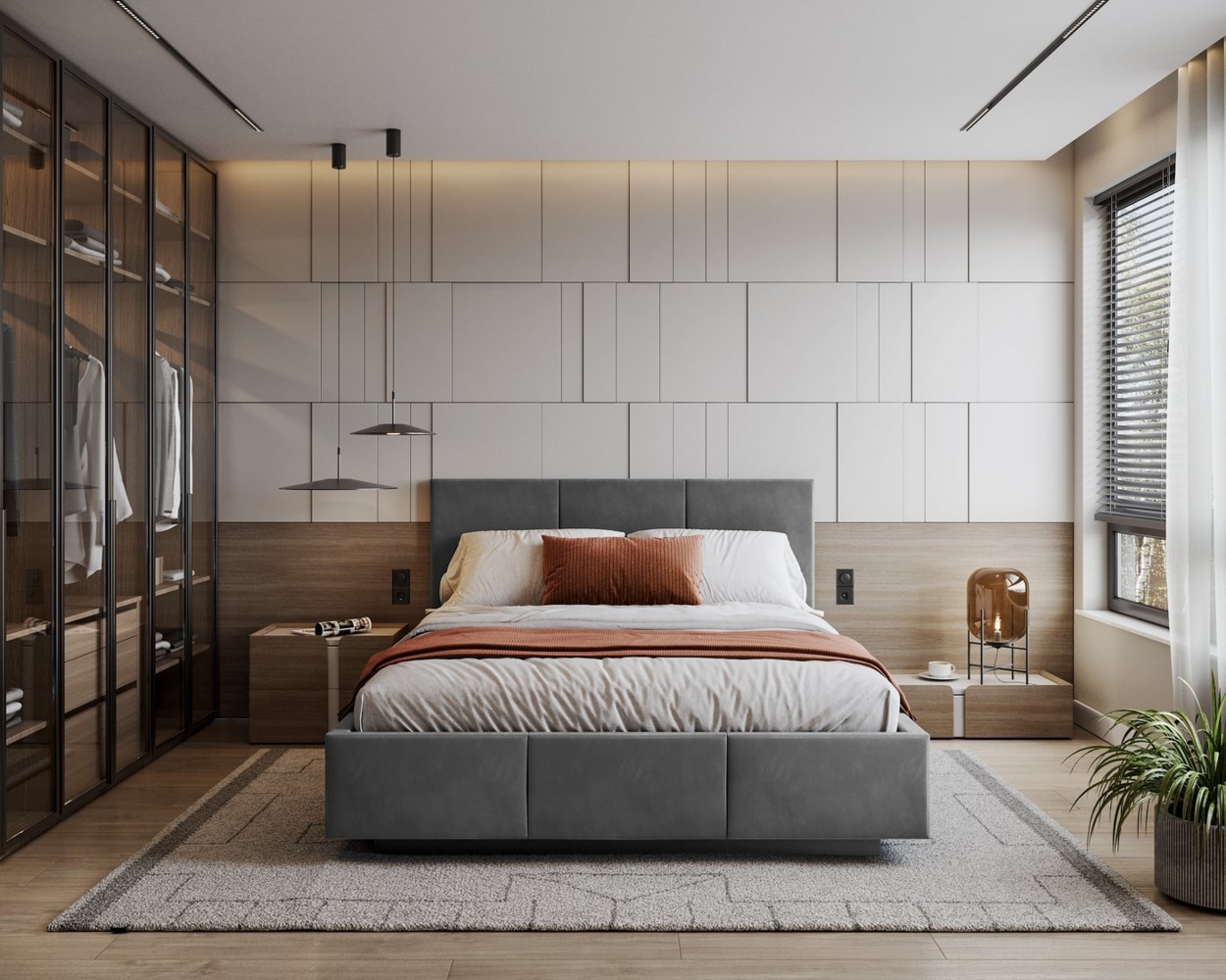 thematys Polsterbett Stauraumbett mit Bettkasten 90x200, 120x200, 140x200, 160x200, 180x200 (TOPSELLER - MADE IN EU - 4 Bezüge - CORD, OTTAWA, VELOURS - Optional mit Matratze bestellbar, mit großen gepolsterten Kopfteil, mit Bettkasten zum aufklappen),... Bild 1