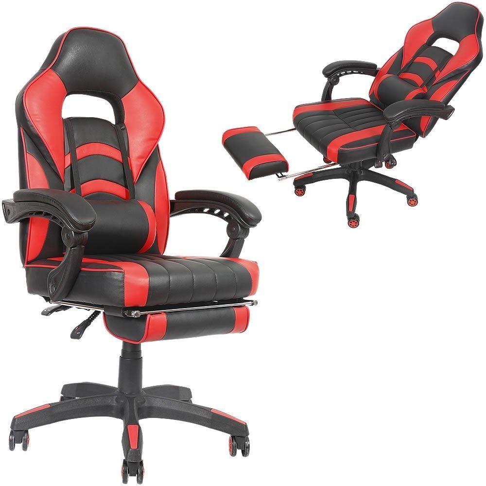 Schreibtischstuhl Bürostuhl Gaming Stuhl Racing Stuhl Drehstuhl Grau/Schwarz/Rot Bild 1