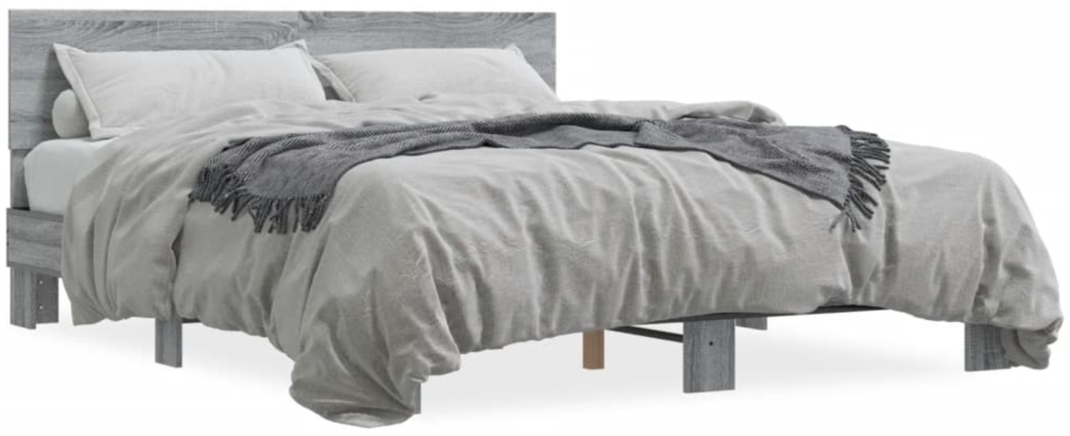vidaXL Bettgestell Grau Sonoma 160x200 cm Holzwerkstoff und Metall 3280185 Bild 1