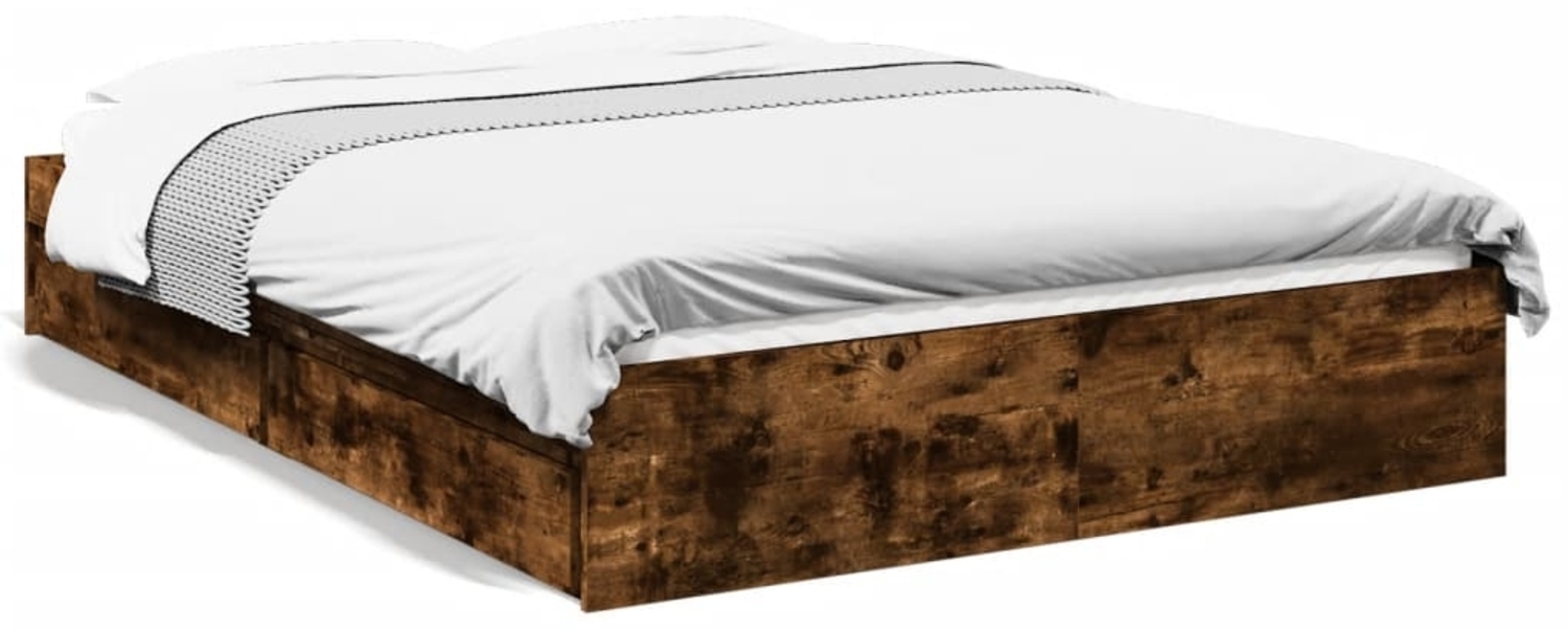 vidaXL Bettgestell mit Schubladen Räuchereiche 140x200cm Holzwerkstoff 3280661 Bild 1