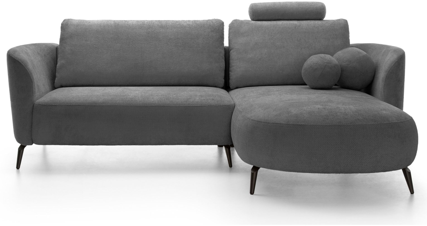 Selsey 'Kavni' Ecksofa mit Schlaffunktion, Stauraum und Chenille-Bezug, dunkelgrau, rechts, 86 x 260 x 180 cm Bild 1