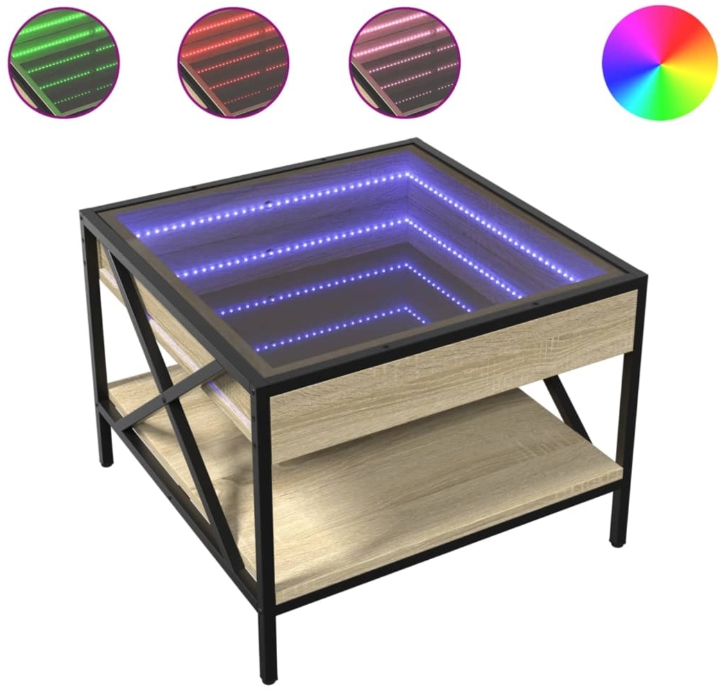 vidaXL Couchtisch mit Infinity-LED Sonoma-Eiche 50x50x38 cm 847698 Bild 1