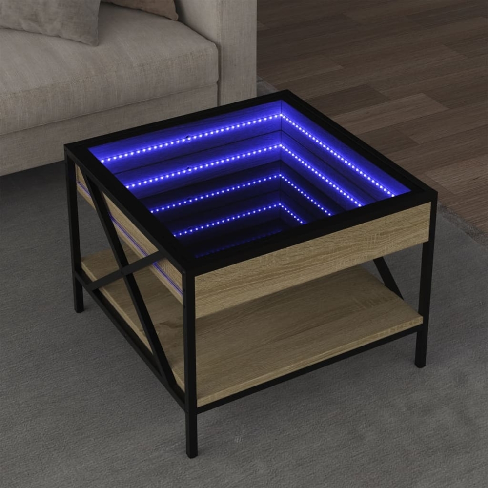 vidaXL Couchtisch mit Infinity-LED Sonoma-Eiche 50 x 50 x 38 cm 847698 Bild 1