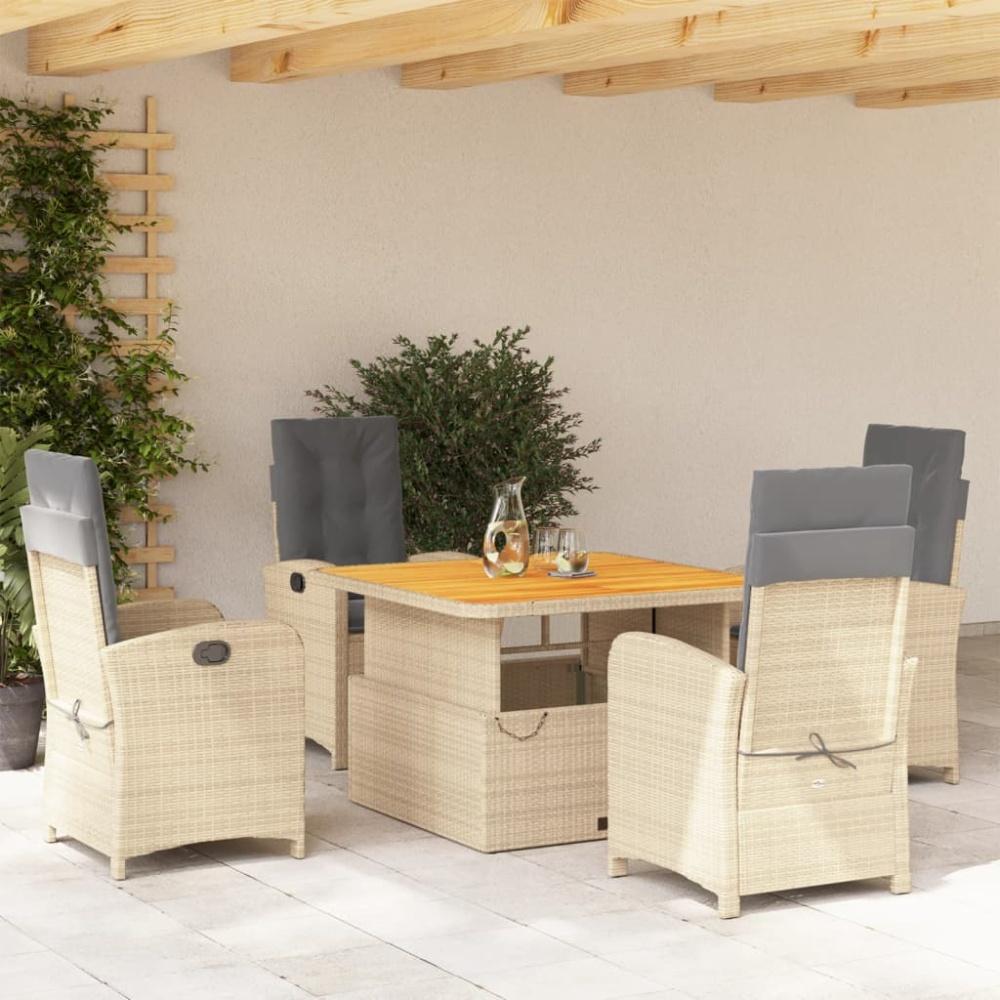 vidaXL 5-tlg. Garten-Essgruppe mit Kissen Beige Poly Rattan Bild 1