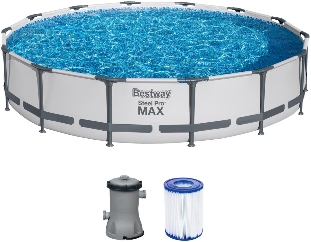 Steel Pro MAX™ Frame Pool Set mit Filterpumpe Ø 427 x 84 cm, lichtgrau, rund Bild 1