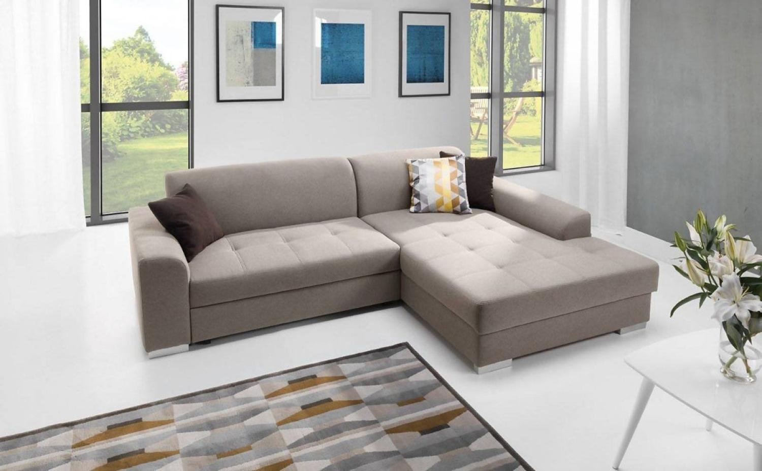 Ecksofa Schlafsofa SPLIT Beige Ottomane Rechts Bild 1