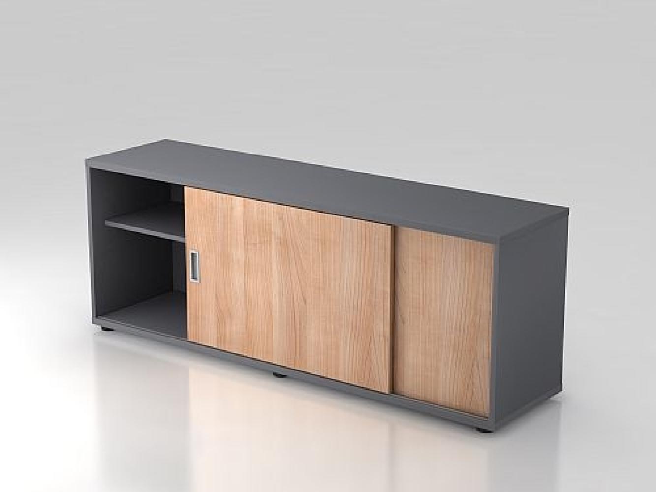 Sideboard 1,5OH beids. nutzbar Graphit / Nussbaum Bild 1