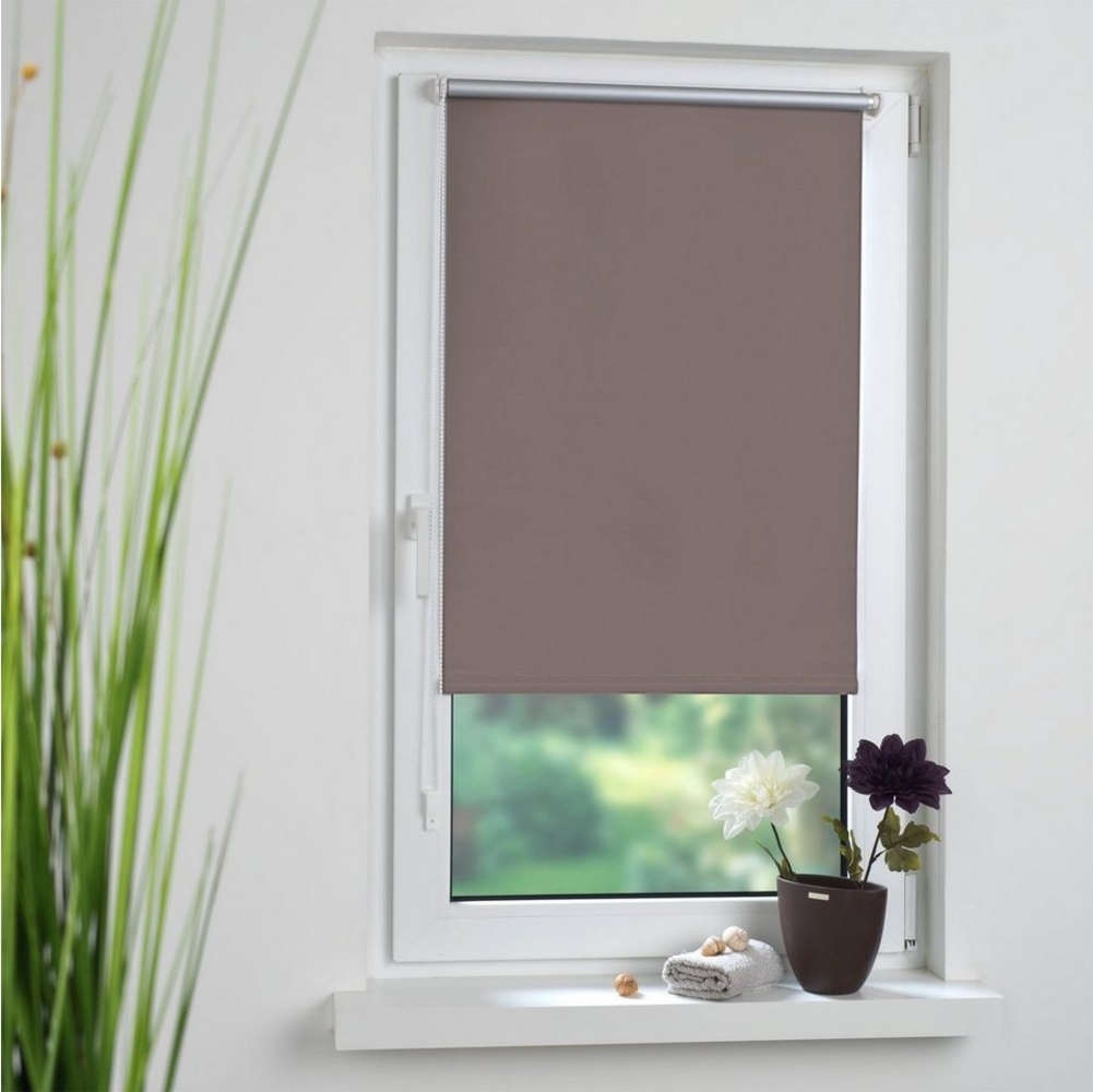 Verdunklungsrollo uni, HOMBERA, verdunkelnd, ohne Bohren oder Schrauben, freihängend, Klemmfix-Montage, inkl. Klemmträger Bild 1